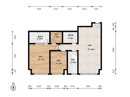 北京林肯公园(A区)2室2厅120.79平中楼层/共22层