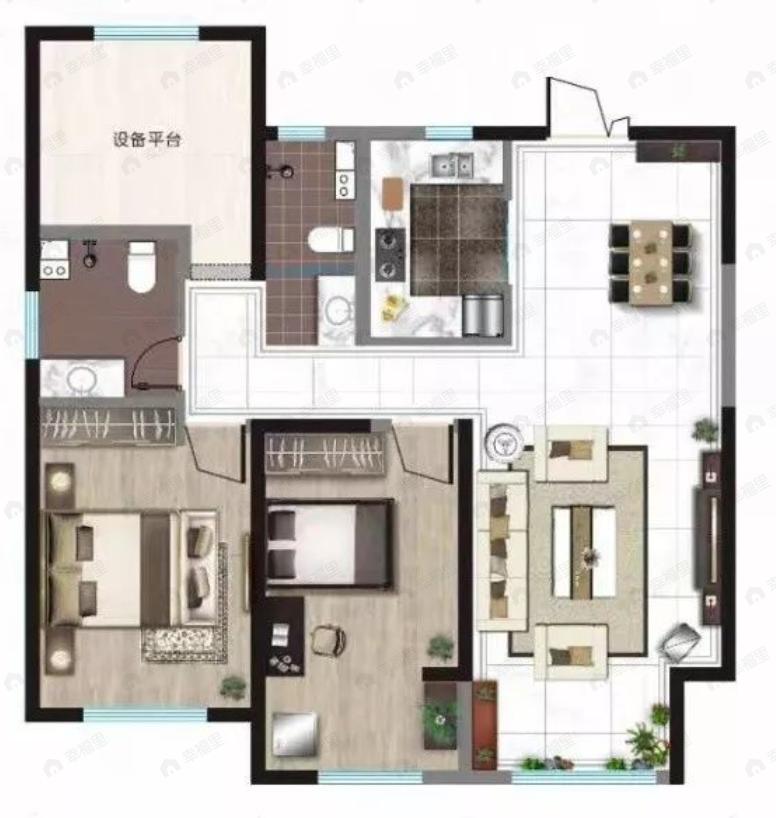 荣恒星宅2室2厅2卫户型图