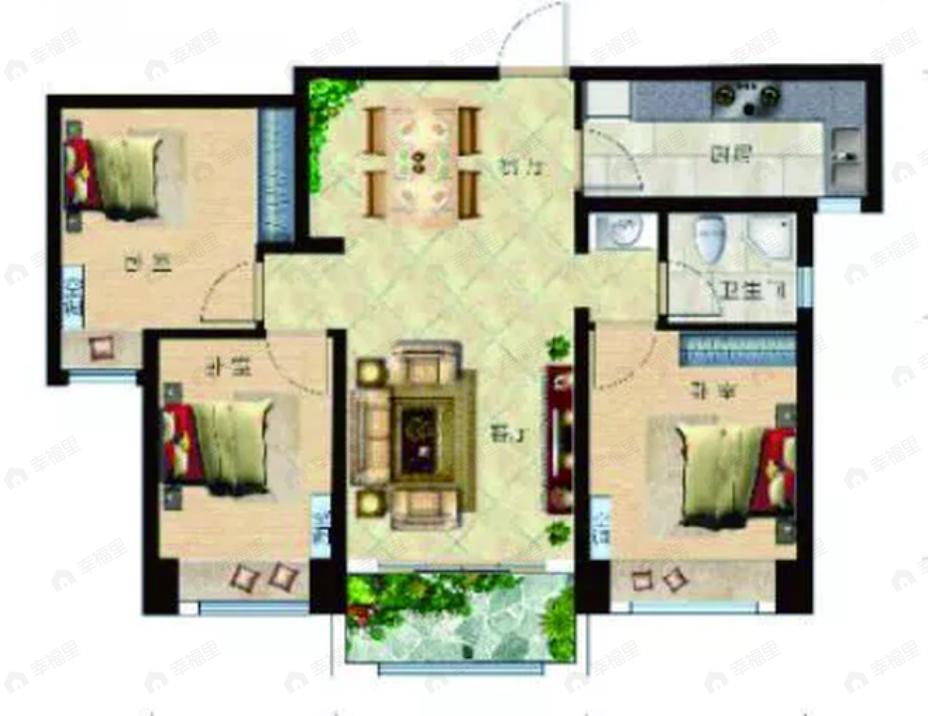 天泉湾3室2厅1卫户型图