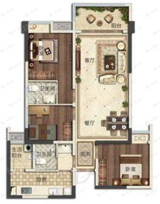 人居盛和林语3室2厅2卫户型图
