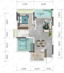 万豪博阅花园2室2厅1卫户型图