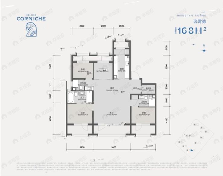 4室2厅3卫建面168平户型图