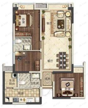 3室2厅2卫建面97平户型图