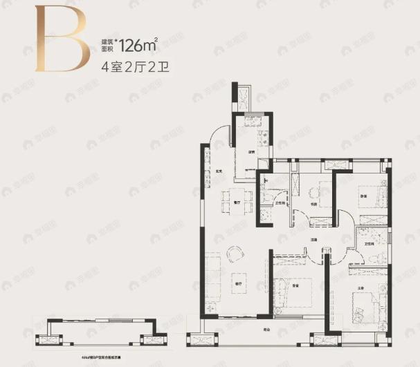 武地汉樾台4室2厅2卫户型图