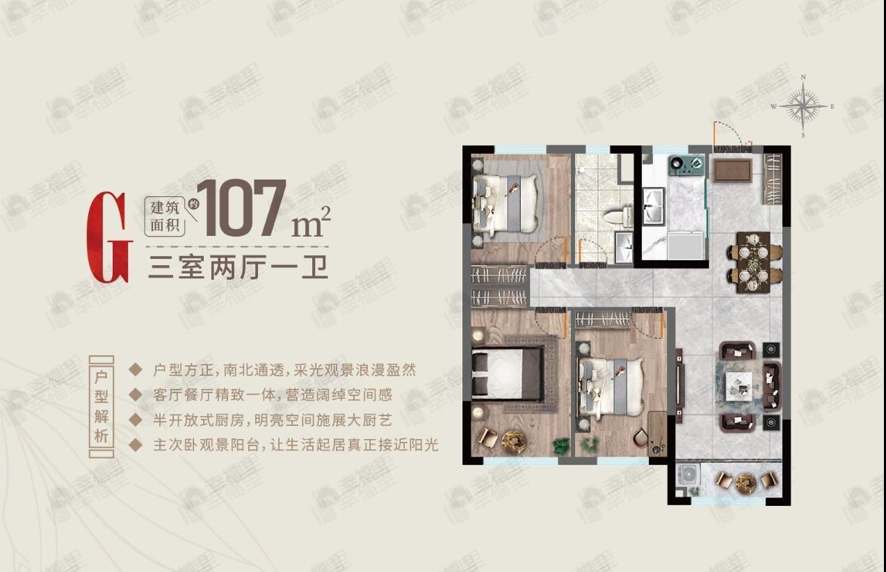 魅力之城3期3室2厅1卫户型图