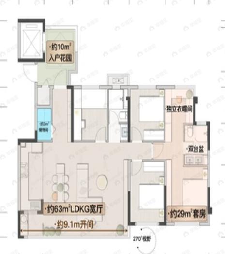 4室2厅2卫建面139平户型图