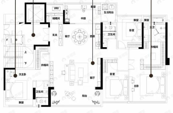 北投隐山5室2厅3卫户型图