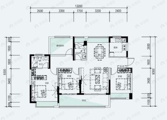 花样年家天下3室2厅2卫户型图