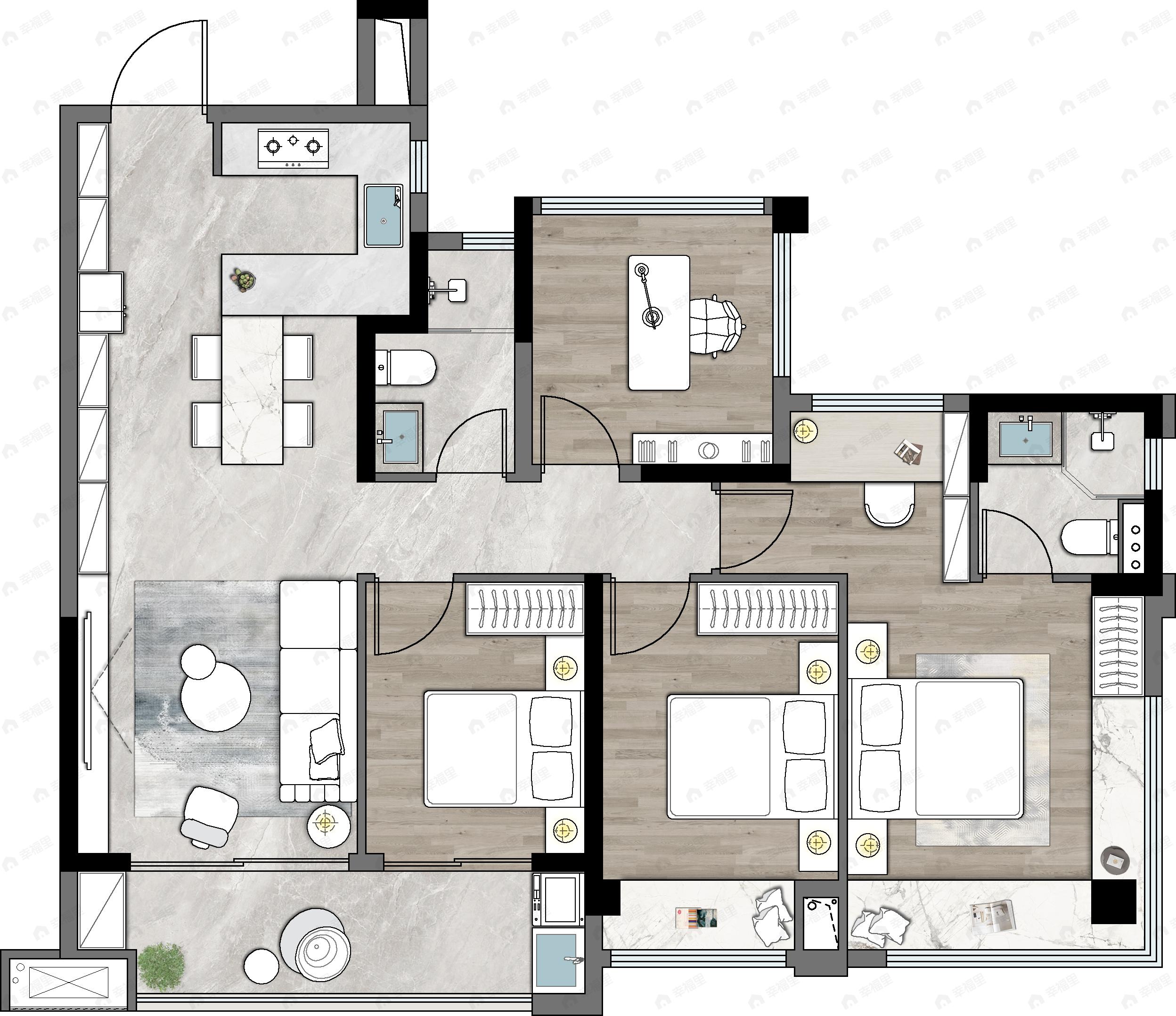龙光建发玖云府4室2厅2卫户型图