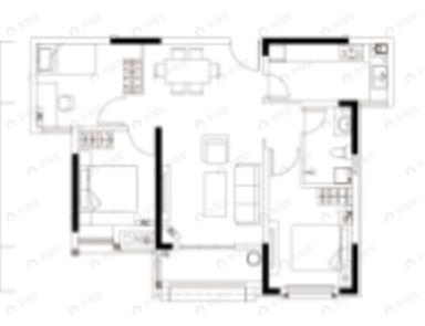 纽宾凯麓院3室2厅1卫户型图