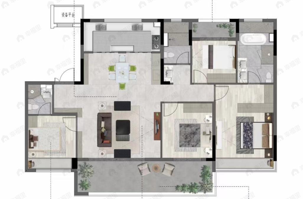 靖淞西湖宸央4室2厅3卫户型图