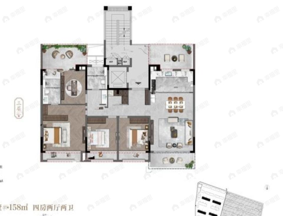 5室2厅2卫建面158平南户型图