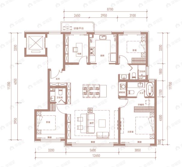 璟贤瑞庭4室2厅3卫户型图