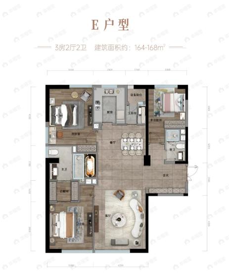 宝能GFC3室2厅2卫户型图
