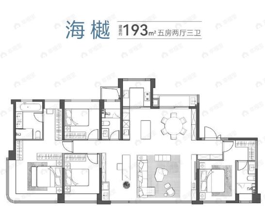 4室2厅3卫建面193平户型图