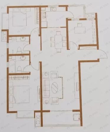 3室2厅2卫建面134平南户型图