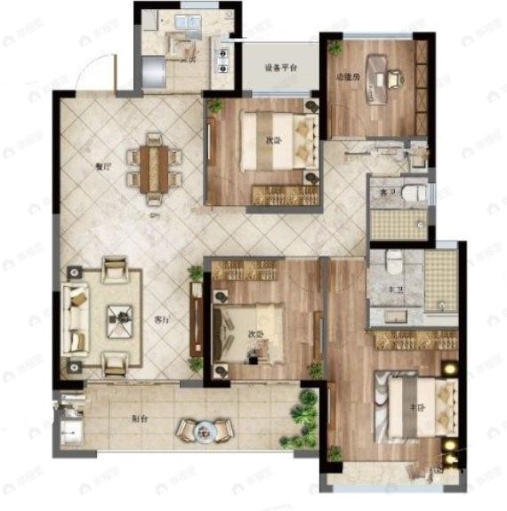 首开中庚·雲境4室2厅2卫户型图