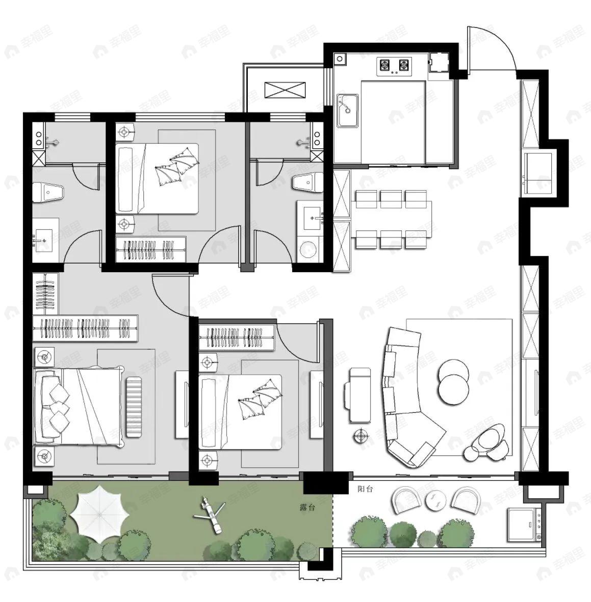 绿城春鸣里3室2厅2卫户型图