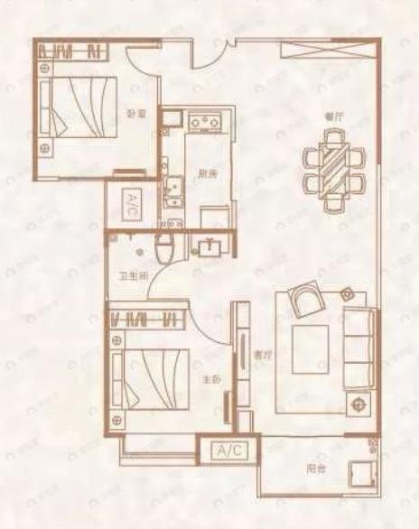 观园壹号2室2厅1卫户型图