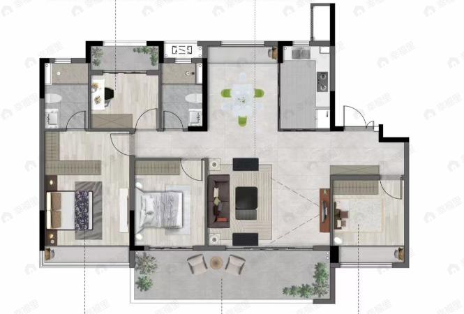 4室2厅2卫建面138平户型图