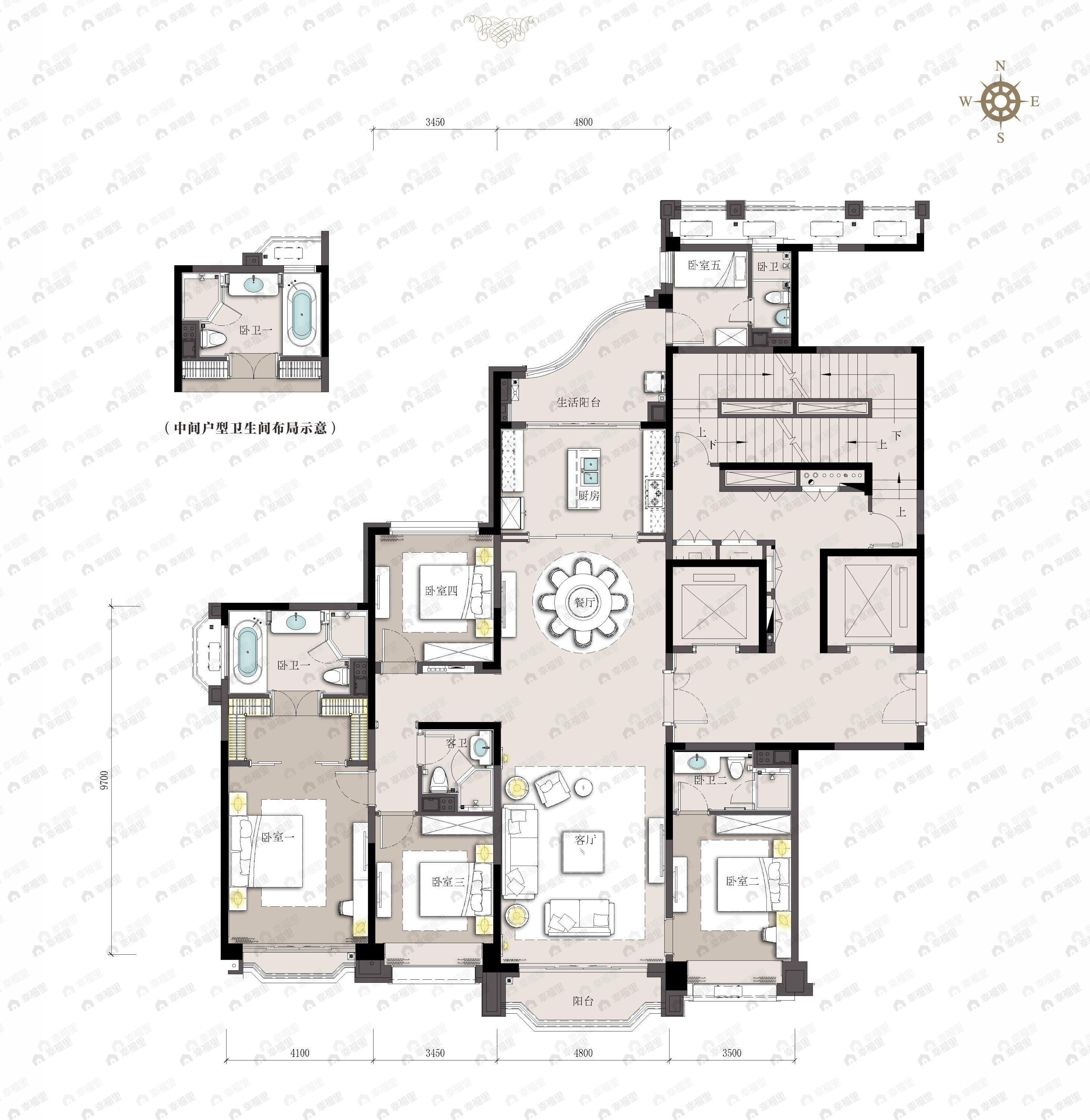西安星河湾5室3厅4卫户型图