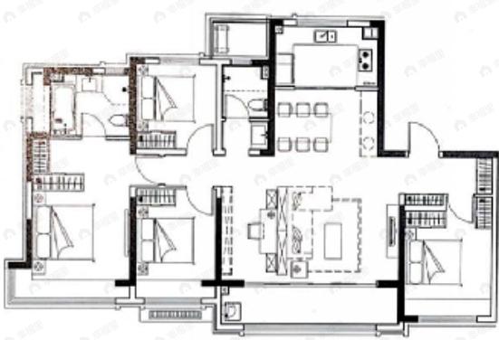 4室2厅2卫建面170平户型图