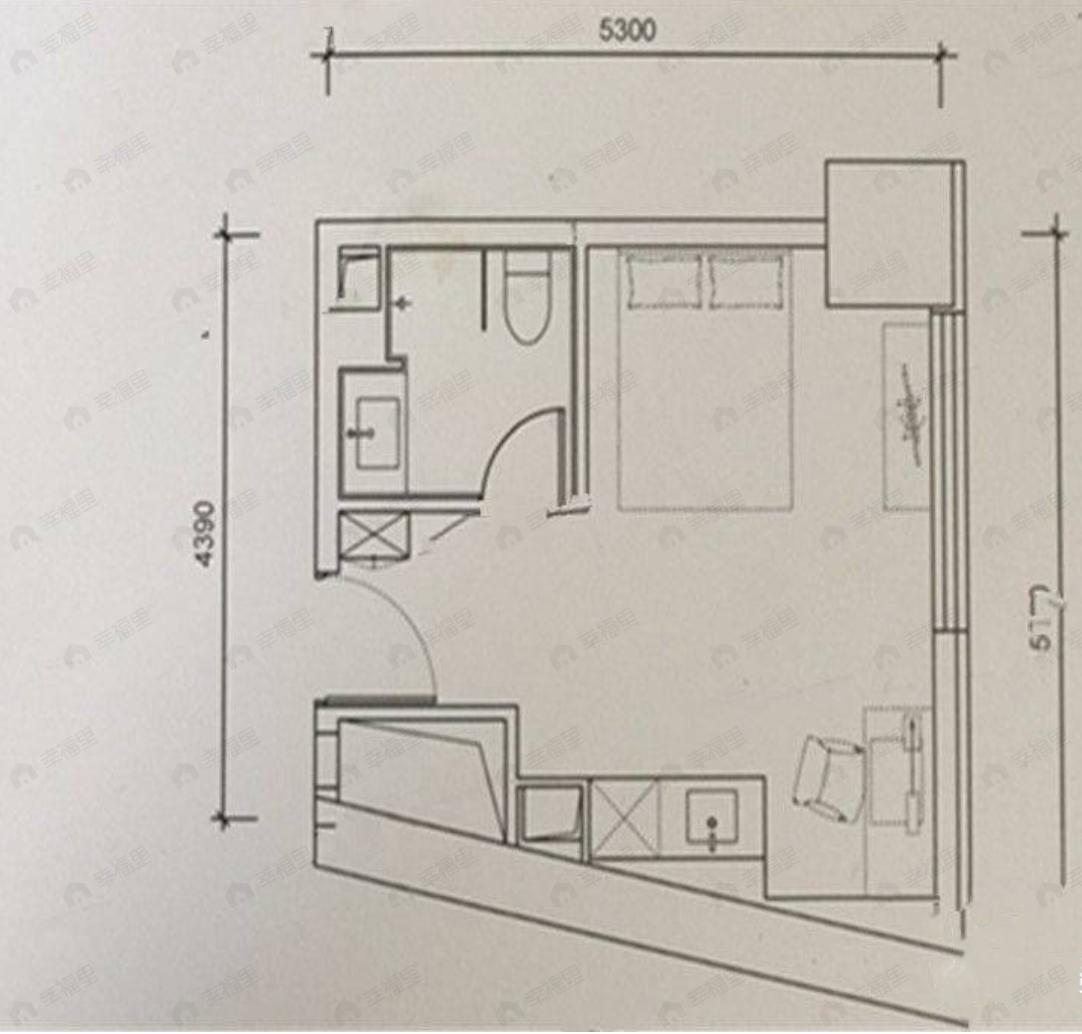 1室1厅1卫建面35平户型图