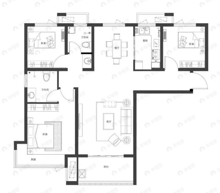 香榭里兰溪3室2厅2卫户型图
