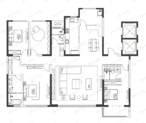曲江唐顿庄园4室2厅3卫户型图