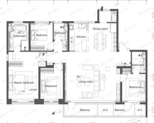 4室2厅3卫建面189平南户型图