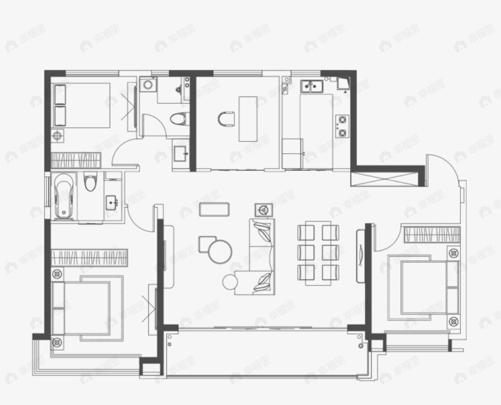白桦林悦4室2厅2卫户型图