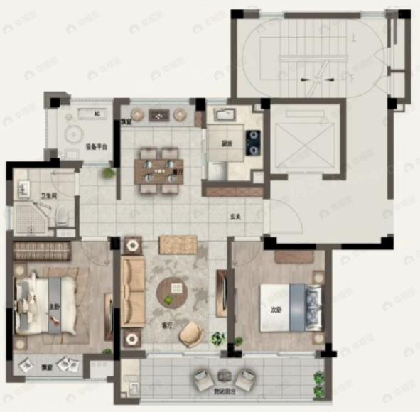 天使小镇浅山明月2室2厅1卫户型图