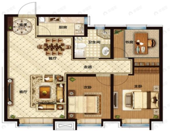 西城阳光3室2厅1卫户型图
