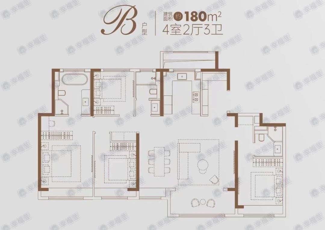 普陀金茂府4室2厅3卫户型图