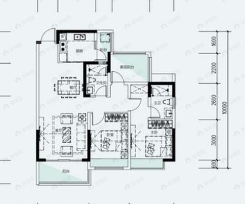 花样年家天下2室2厅2卫户型图
