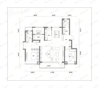 3室2厅2卫建面122平户型图