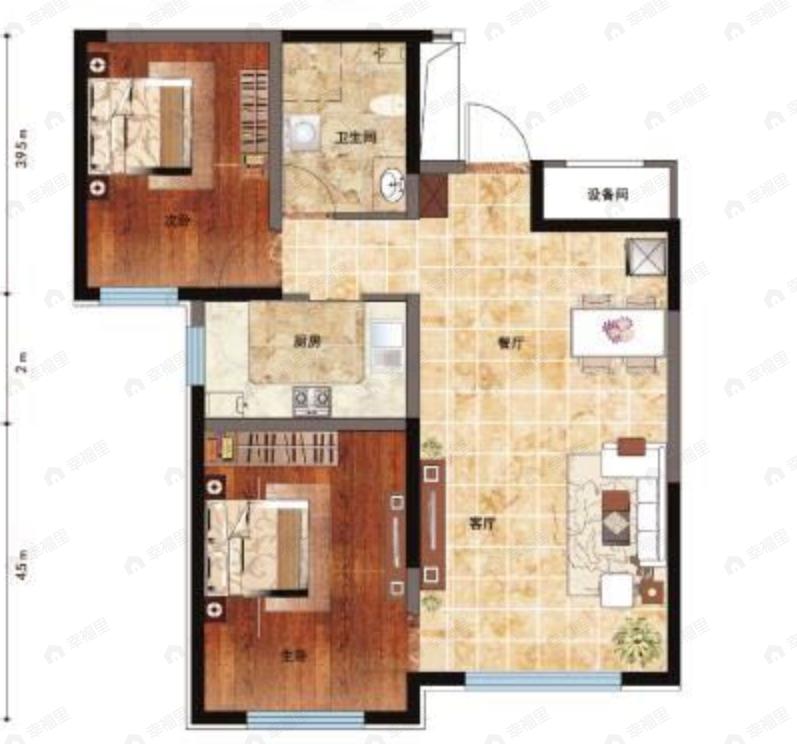 金亿源上北阳光2室2厅1卫户型图