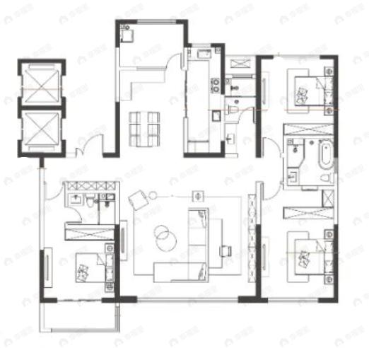 曲江唐顿庄园3室2厅3卫户型图