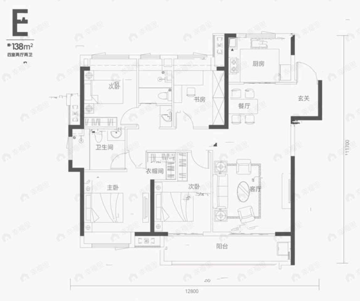江上雲境4室2厅2卫户型图