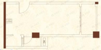 1室1厅1卫建面37m²东南户型图