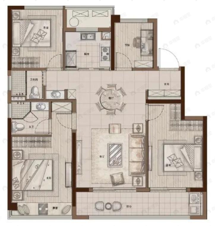 云上金铭府4室2厅2卫户型图
