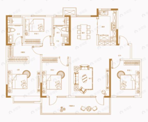 康大开元府4室2厅2卫户型图