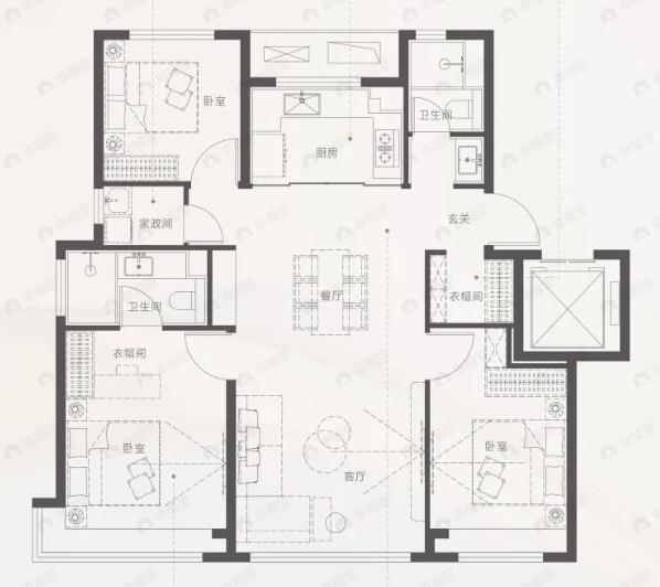 朝央和煦3室2厅2卫户型图