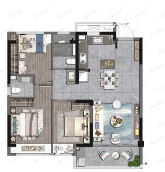 中国铁建·熙语3室2厅2卫户型图