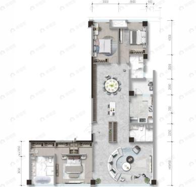 3室2厅3卫建面246平户型图
