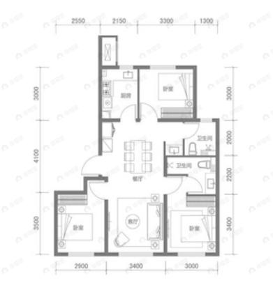 朝阳壹号3室2厅2卫户型图