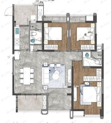金沙宸宇公馆3室2厅2卫户型图