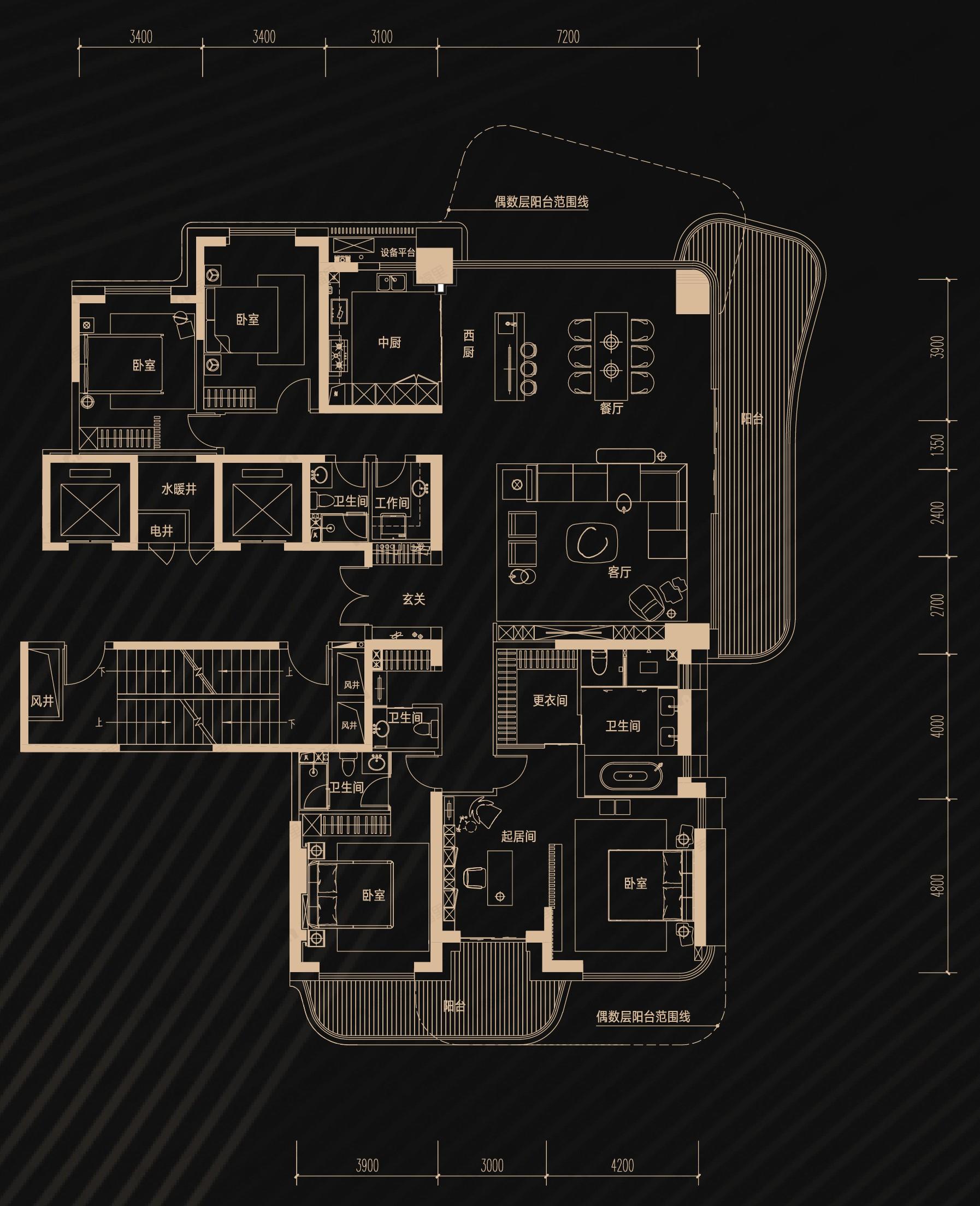 未来·天奕4室2厅4卫户型图