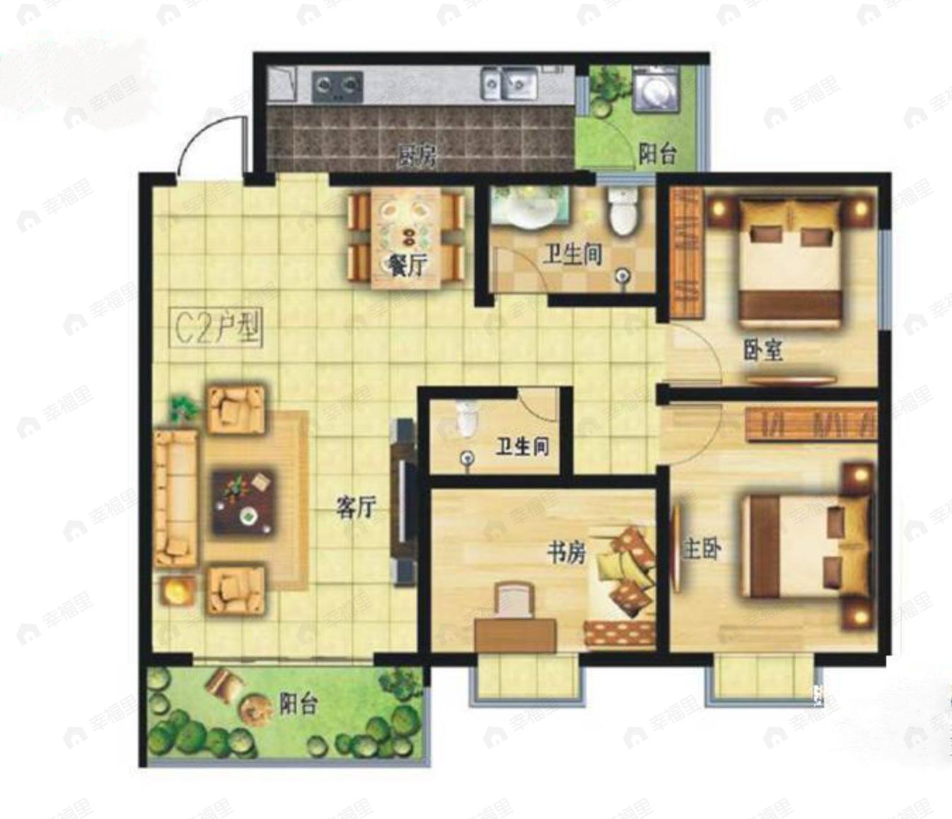 皇城九号3室1厅2卫户型图