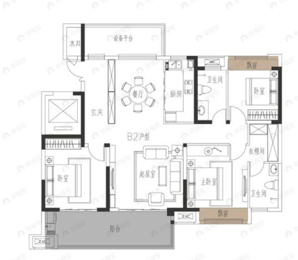 盛隆涅阳府3室2厅2卫户型图